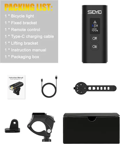 Miniatura 9 de 17* LED 4800 Lumen Bike Lights, USB-C Rechargeable Bicycle Light, Super Bright Bike Lights for Night Riding, IP65 Waterproof Bicycle Headlight for