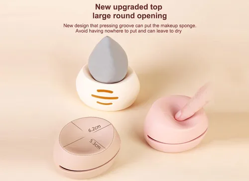 Miniatura 4 de Soporte de esponja de silicona suave para mujer, para viaje o maquillaje diario, a prueba de polvo, portátil, para maquillaje facial, organizador