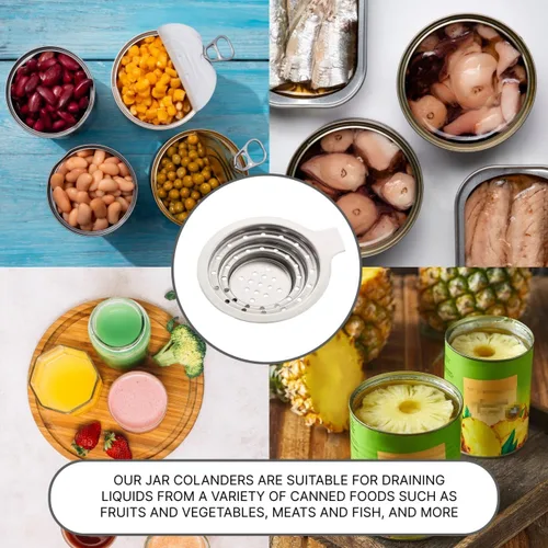 Miniatura 6 de Colador de latas multiusos de acero inoxidable – Colador universal de acero inoxidable de grado alimenticio con asa para latas pequeñas y grandes