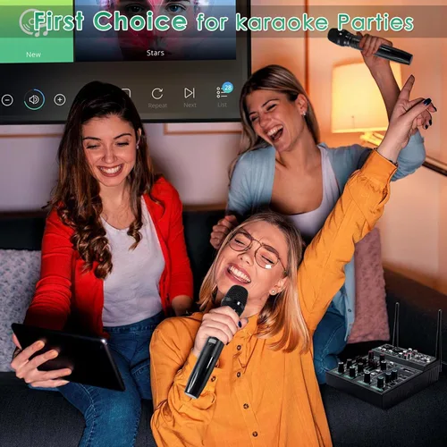 Miniatura 3 de Juego de micrófono mezclador de audio profesional de 5 canales para transmisión en vivo, karaoke familiar, grabación de estudio, sistema