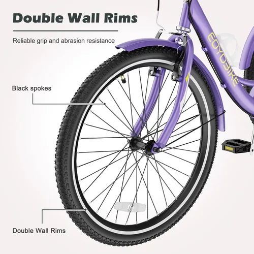 Miniatura 3 de H&ZT Triciclo para adultos, bicicleta de 3 ruedas, triciclo crucero, con cambio de 7 velocidades, manilla de freno de estacionamiento, paso bajo
