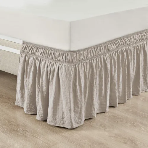Miniatura 9 de Lush Decor Falda de cama elástica con volantes fruncidos, fácil de envolver, individual individual/individual XL, color blanco completo, falda