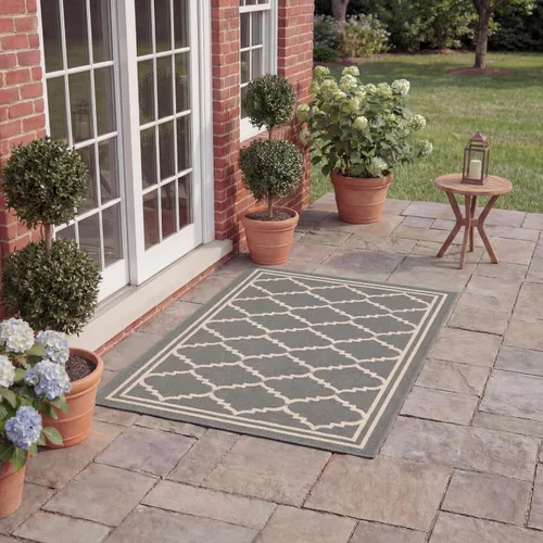Miniatura 28 de SAFAVIEH Alfombra lavable para exteriores, colección Courtyard de 2.3 x 6.7 pies, color negro y crema, no desprende pelusa y de fácil limpieza
