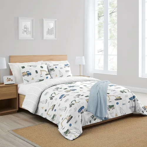 Miniatura 2 de Sweet Jojo Designs Anchors Away - Juego de ropa de cama de 3 piezas para niños, color azul marino y blanco, tamaño matrimonial/queen