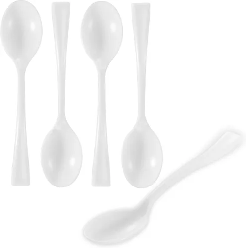 Miniatura 22 de Restaurantware Mini cucharas desechables de 4 pulgadas, 100 cucharas pequeñas desechables, par de alta resistencia con aperitivos o postres, plateado