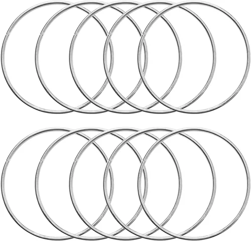 Miniatura 10 de 10 anillos de metal de 2 pulgadas para manualidades, aros de plata, anillos florales de macramé, para manualidades, suministros de atrapasueños