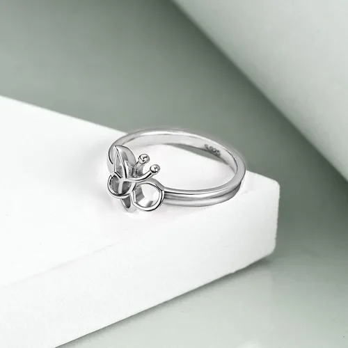 Miniatura 3 de HUKKUN Anillos de serpiente, perezoso, gato, conejo, mariposa para niñas, plata de ley 925, bonitos anillos apilables de animales, joyería, regalo