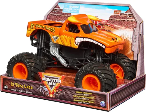 Miniatura 7 de Monster Jam, Camión monstruo oficial de El Toro Loco, vehículo de colección fundido a presión, escala 1:24, juguetes para niños a partir de 3 años
