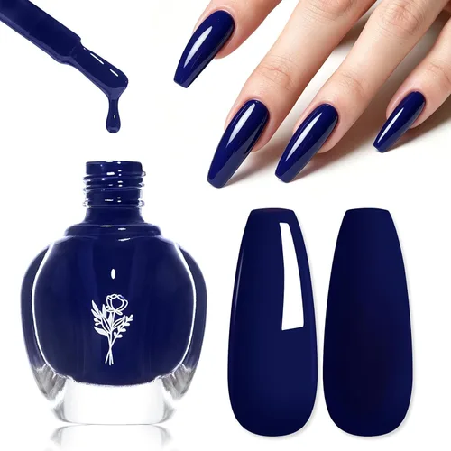 Miniatura 13 de COSMOO Esmalte de uñas de glitter negro de secado rápido, 12 ml, resistente a las astillas, vegano, de secado rápido, con vetas, de larga duración