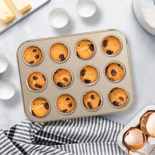 Miniatura 5 de Glad Mini Molde para Muffins Antiadherente - Molde de Metal Extra Resistente para Cupcakes con Pequeños Moldes para Hornear, Mini 12 Cavidades