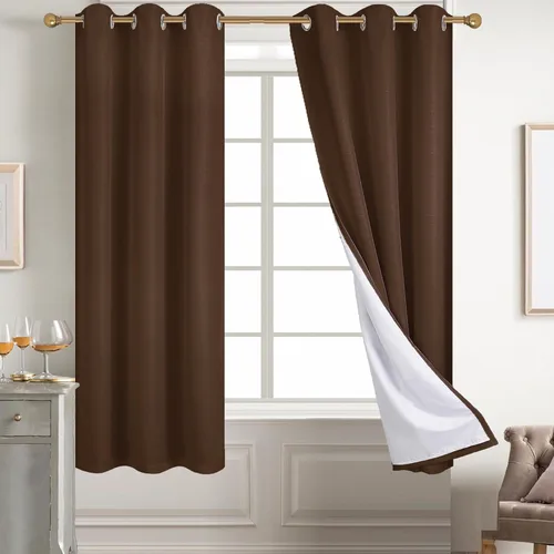 Miniatura 127 de Diraysid Cortinas 100% opacas de lino beige para dormitorio, con ojales, aislamiento térmico, cortinas de oscurecimiento de habitación