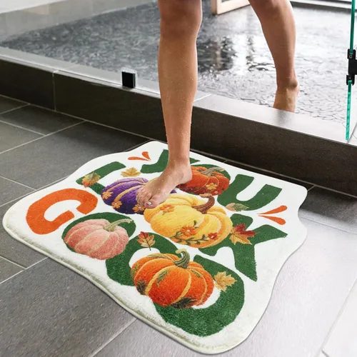 Miniatura 6 de SHIYUE You Look Good - Alfombra de baño divertida y bonita alfombra de baño con diseño de calabaza de otoño, suave, absorbente de agua