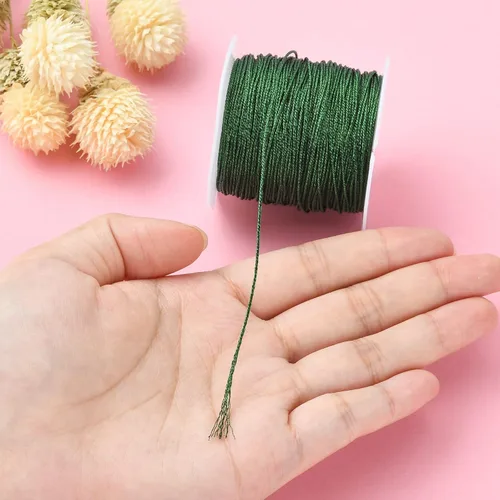 Miniatura 5 de LiQunSweet Cuerda metálica de oropel de 27 yardas de 0.031 in/12 capas, hilo metálico para adornar el paquete de regalo, color verde oscuro