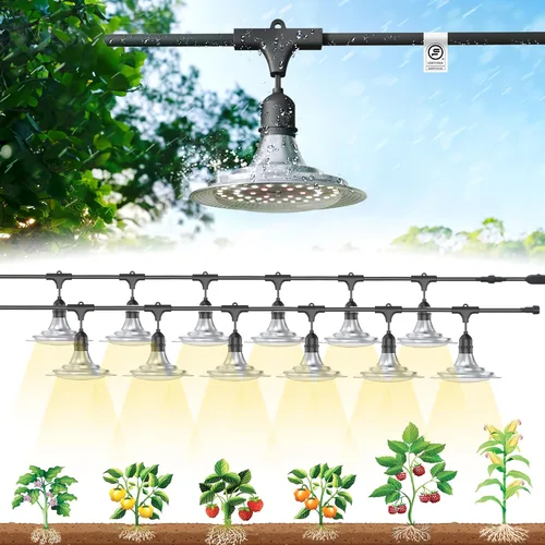 Miniatura 10 de Luces de Cultivo Exteriores para Invernadero, Luces de Cultivo de Invernadero de Espectro Completo para Plantas Exteriores, Luz de Cultivo en Cadena
