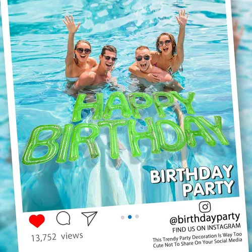 Miniatura 3 de Shappy Globos flotantes grandes de letras flotantes de 20 pulgadas con puntos adhesivos, decoraciones inflables de piscina para fiesta de cumpleaños