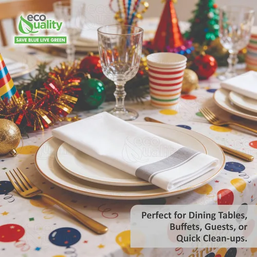 Miniatura 6 de Servilletas de cena desechables como tela con diseño de borde plateado, toallas de un solo uso con tacto de lino, absorbentes, suaves, elegantes