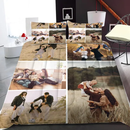 Miniatura 15 de Juego de edredón personalizado con fotos, juegos de cama personalizados con imágenes para niños y niñas (1 edredón y 2 fundas de almohada)