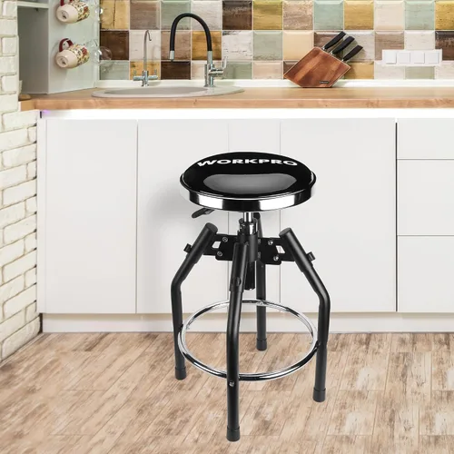 Miniatura 8 de WORKPRO Taburete de Taller Hidráulico Ajustable de Servicio Pesado, Taburete de Bar para Garaje, 29 a 33.86 pulgadas, Capacidad de 330 Libras, Negro