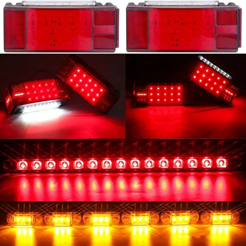 Miniatura 2 de Luces LED para remolque de barco, kit de luces LED sumergibles para remolque con arnés de cableado, luces traseras de parada combinadas, luces