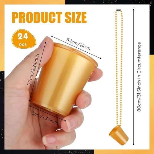 Miniatura 2 de Dandat 24 piezas de chupito en collar de cuentas, accesorios de graduación, mini vasos de plástico desechables para fiesta de graduación, accesorios