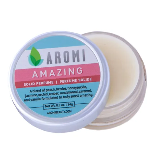 Aromi Amazing Solid Perfume | Fragancia frutal y floral, vegano y libre de crueldad, aroma de viaje, regalo para mujeres, aroma de vainilla,