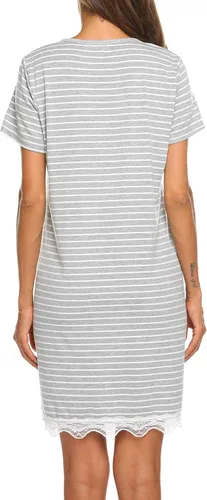 Miniatura 4 de Ekouaer Camisones a rayas con botones para mujer, camisones de manga corta