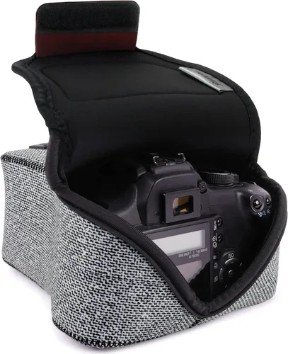 Miniatura 17 de USA GEAR - DSLR estuche/funda para cámara con almacenamiento de accesorios con cierre, flexible y pasador para cinturón de neopreno, compatible