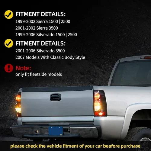 Miniatura 5 de DWVO Luces traseras compatibles con Chevy Silverado 1999-2006 1500 2500 3500 y 2007 Silverado Classic Body Style, 1999-2002 GMC Sierra 1500 2500 OE