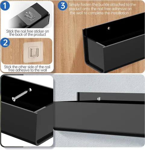 Miniatura 4 de Estante de especias para RV, organizador de especias montado en la pared, paquete de 2 estantes de almacenamiento de acrílico, montaje en puerta