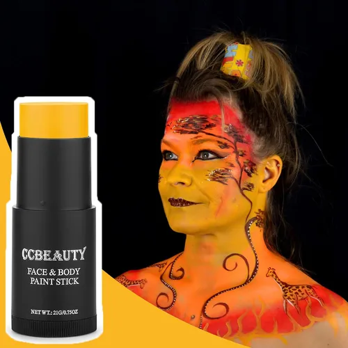 Miniatura 4 de CCbeauty Barra de pintura facial amarilla, kit de pintura facial, base de maquillaje SFX de cobertura completa, pintura corporal profesional