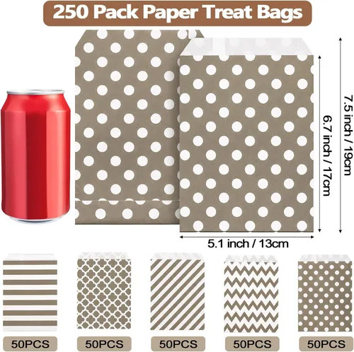 Miniatura 3 de Foraineam 250 bolsas de papel para galletas, bolsas de papel de 5.1 x 7.1 pulgadas, bolsa de dulces segura para alimentos, bolsa pequeña