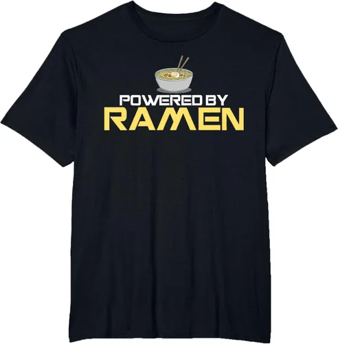Miniatura 72 de Camiseta de fideos de anime japoneses Powered By Ramen, Negro, S
