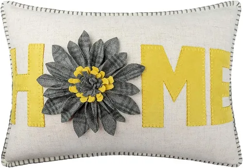 JWH - Funda de cojín decorativa con diseño de girasol en 3D y detalles bordados para la sala, dormitorio, oficina o sofá, 14 x 20 pulgadas