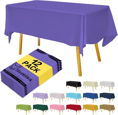 Miniatura 11 de Paquete de 3 manteles de plástico desechables de 54 x 108 pulgadas, manteles de color blanco hueso, manteles de fiesta nupcial para fiestas