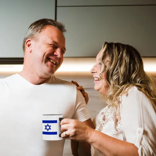 Miniatura 4 de 3dRose (mug_151420_4) Bandera israelí - Azul y blanco con estrella magen David - Estado judío de Israel - Judaísmo - Sionismo - Taza negra de dos