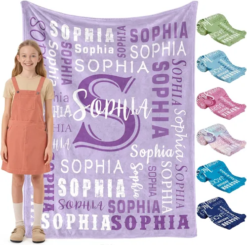 Miniatura 12 de Envío al día siguiente, manta personalizada para niños adolescentes - impresa en EE. UU., manta de franela con nombre personalizado, mantas