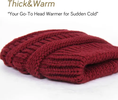 Miniatura 4 de FURTALK Gorro de invierno para mujer, con forro de satén, tejido trenzado, grueso, holgado, gorro cálido