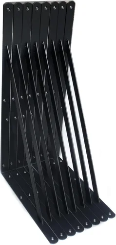 Miniatura 103 de Paquete de 16 soportes de estante resistentes negros de 20 pulgadas de largo x 12 pulgadas de alto con tornillos, soportes de estante de metal