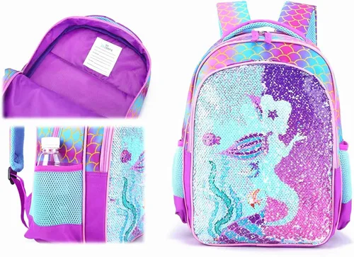 Miniatura 5 de THE Crafts Mochila escolar reversible con lentejuelas, ligera, para niños pequeños, para preescolar, jardín de infantes, primaria