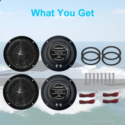 Miniatura 6 de STUDIOFINIX Altavoces marinos impermeables de 6.5 pulgadas, 2 vías, 240 vatios, montaje empotrado, audio estéreo, perfecto para barco, ATV, UTV