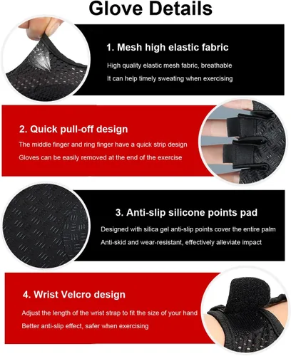 Miniatura 4 de SUJAYU Guantes de entrenamiento para mujeres y hombres, antideslizantes, transpirables, esenciales de gimnasio para mujer, para levantamiento