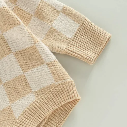 Miniatura 7 de Ropa unisex de tablero de ajedrez para bebé, niña y niño, mameluco de punto con burbujas, mameluco de una pieza