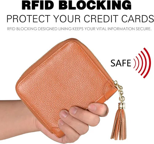 Miniatura 4 de Easyoulife - Billetera de piel con cierre y tarjetero para mujer, con bloqueo de interferencia de radiofrecuencia (RFID), cartera Rfid, M