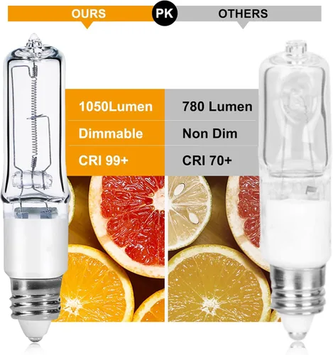 Miniatura 2 de GMY JDE11 - Bombilla E11 de 120 V, 75 W, base de candelabro, bombilla T4 JDE11, bombillas halógenas transparentes regulables de 75 W para ventilador