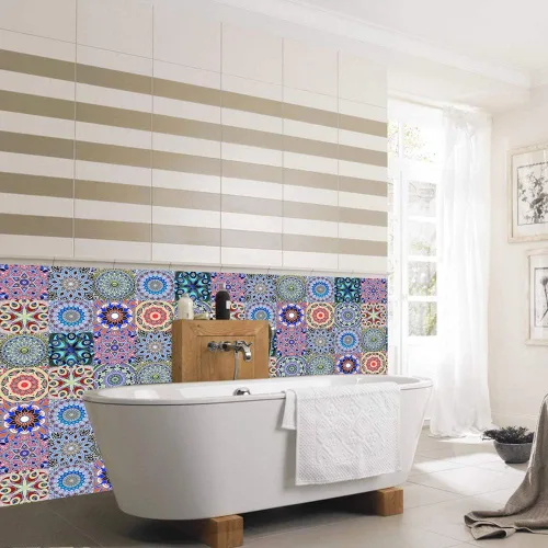 Miniatura 6 de 25 calcomanías de azulejos estilo mandala, murales tradicionales de bricolaje de 4 x 4 pulgadas, azulejos impermeables a prueba de aceite, Mtl-01