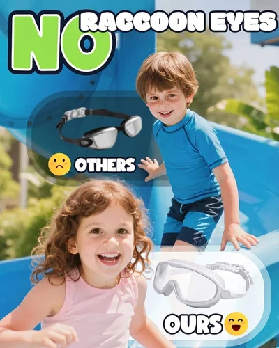 Miniatura 5 de Gafas de natación para niños, paquete de 2, antiempañamiento y rayos UV para niños y niñas, sin fugas, artículos esenciales para la piscina