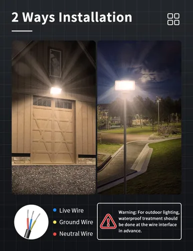 Miniatura 6 de papasbox Luz de inundación LED de 100 W para exteriores, luces de seguridad para exteriores de 8000 lúmenes, luces LED blancas cálidas de 3000 K