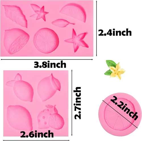 Miniatura 2 de Moldes de silicona para fondant de limón, hojas de limón, frutas y chocolate, para decoración de pasteles, decoración de cupcakes, caramelo, azúcar