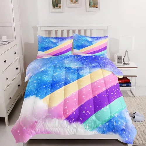 Miniatura 12 de Juego de edredón floral colorido de 3 piezas, juego de ropa de cama botánica bohemia tamaño queen, diseño boho de granja con flores y hojas impresas