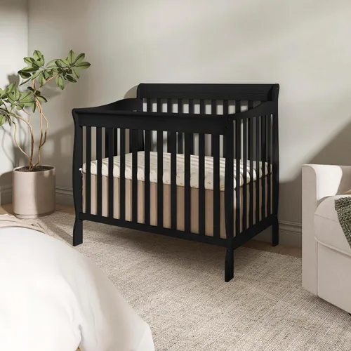 Miniatura 2 de Dream On Me Aden, Mini cuna convertible 4 en 1 en color negro, con certificado Greenguard Gold